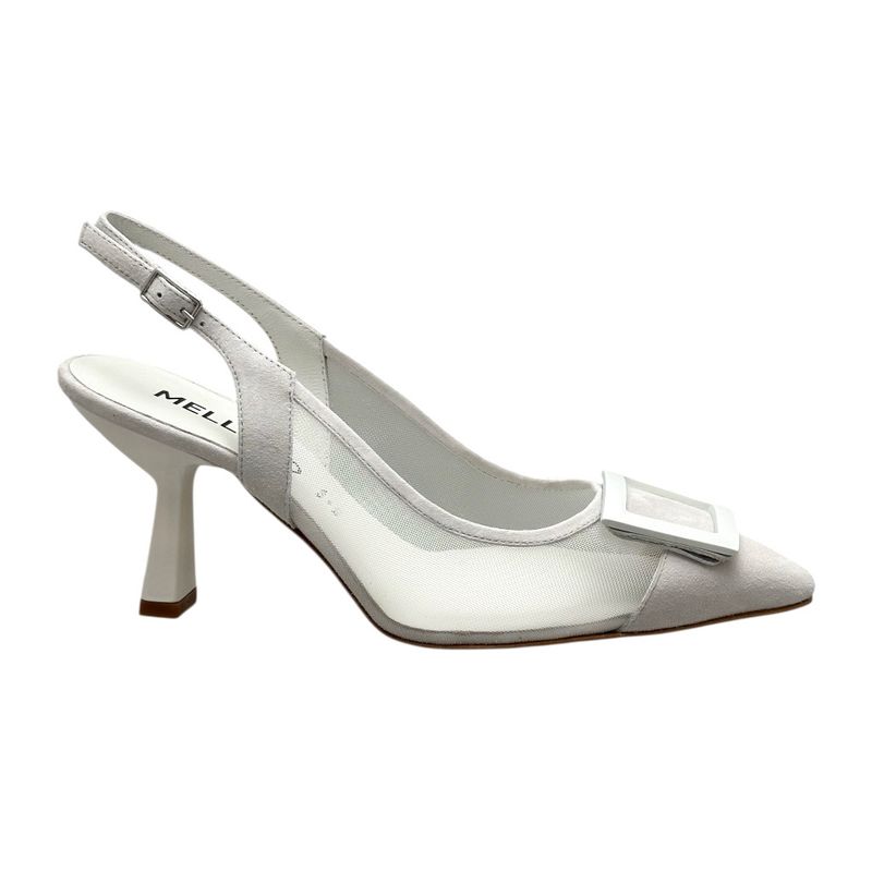 MELLUSO E1852 scarpa sandalo per donna sling back con fibbia con trasparenze in color ghiaccio
