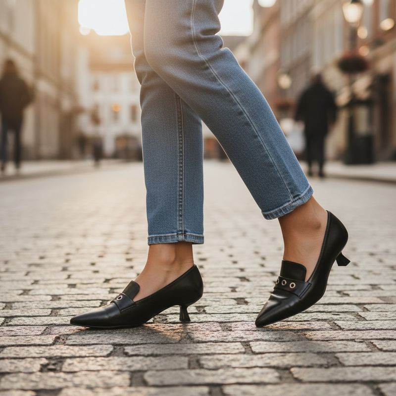 MELLUSO E5203 scarpa per donna mocassino vernice nera  tacco kitten