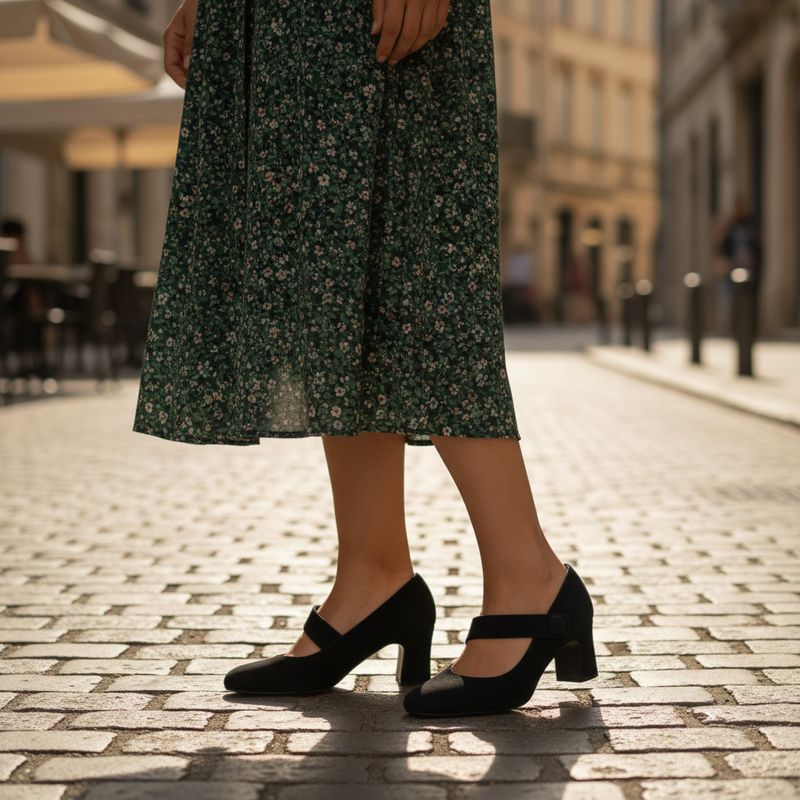 MELLUSO X5225 scarpa per donna decoltè scamosciato  nero mary jane stile retrò vintage