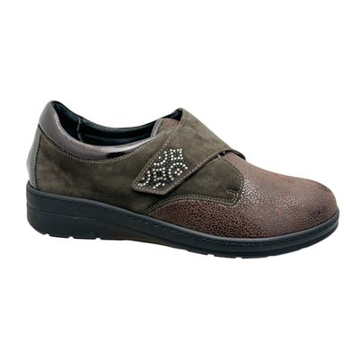 LOREN M3182 scarpa per donna a strappo elasticizzata MARRONE regolabile soletta estraibile