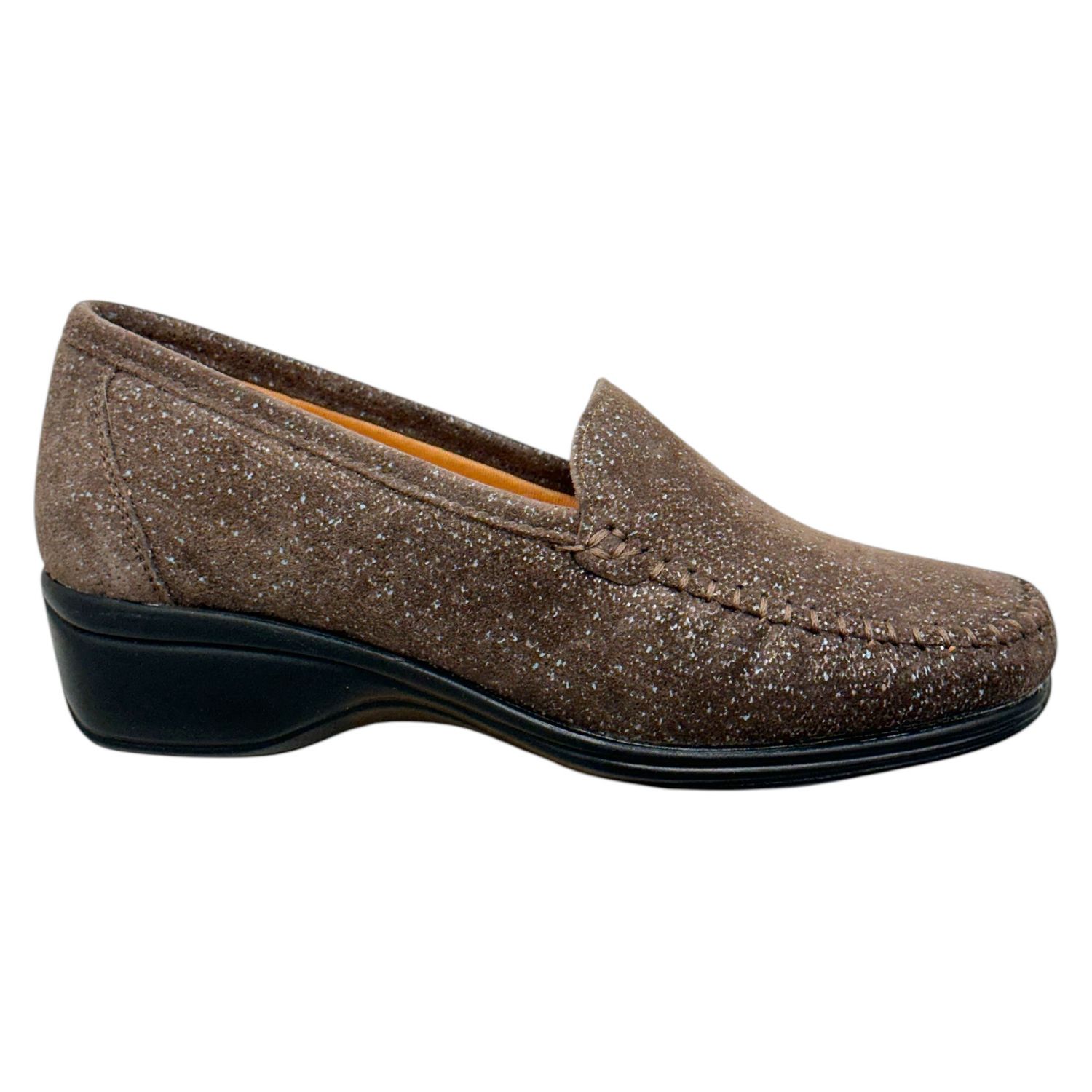 LOREN K4045  mocassino morbidone  scamosciato marrone fantasia tweed DAL 35 AL 42