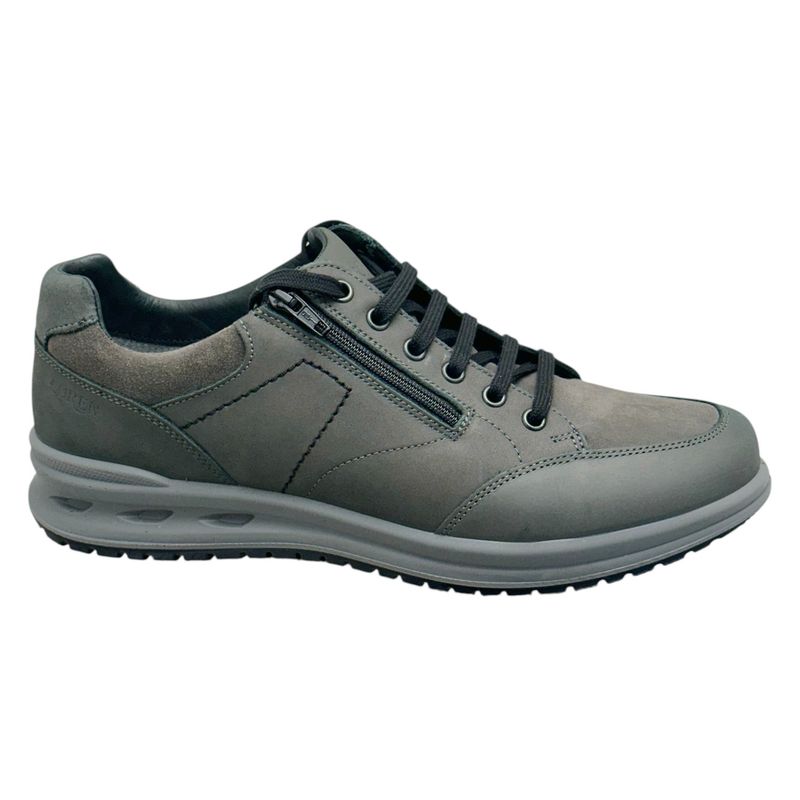 LOREN G0381 sneaker scarpa uomo ortopedica lacci e cerniera plantare estraibile grigio piombo