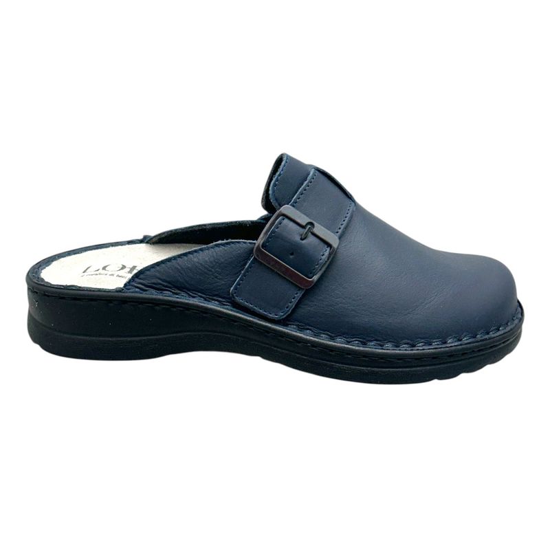 LOREN M3200 ciabatta pantofola in pelle blu forma extra large plantare ortopedico   estraibile regolabile