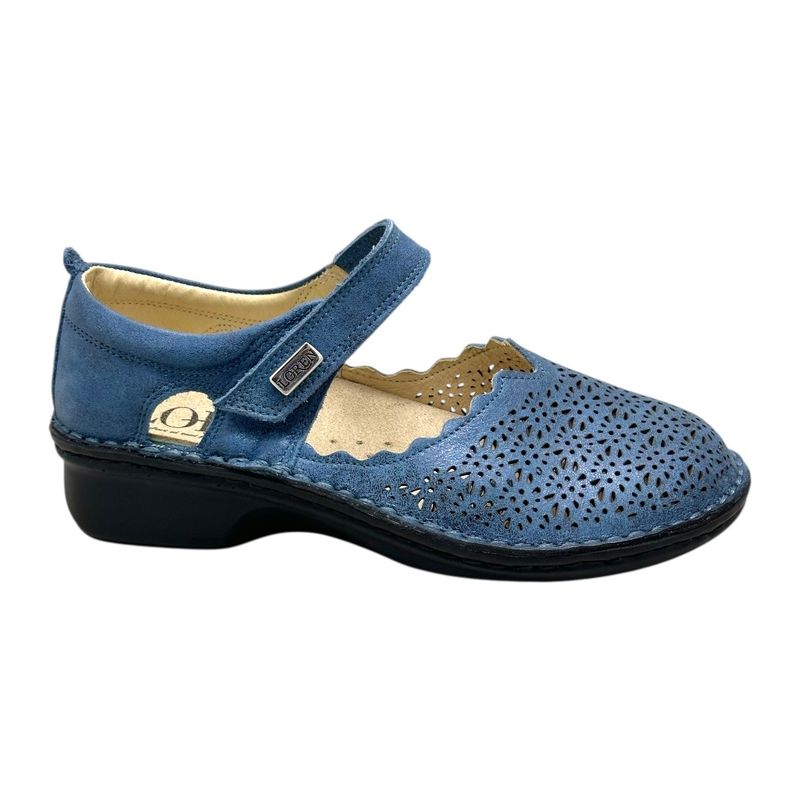 CALZATURIFICIO LOREN M2914  ballerina mary jane scarpa donna con laccetto blu avio soletta estraibile