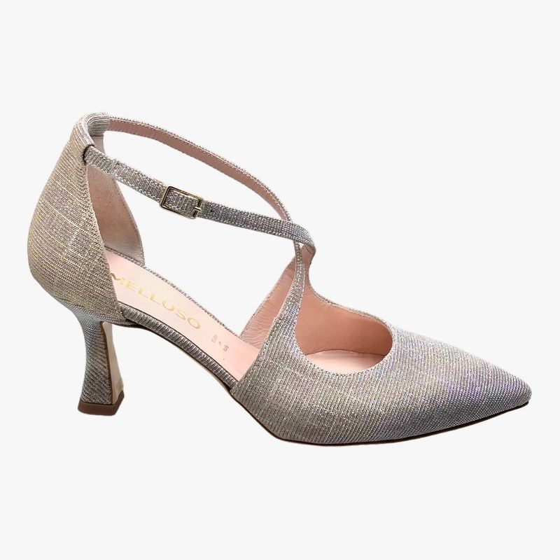 MELLUSO E1631 scarpa sandalo per donna da cerimonia e ballo con  laccetti galassia platino