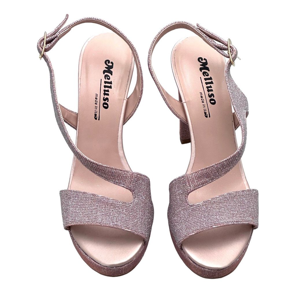 MELLUSO  J616D sandalo per donna da cerimonia con planteau rosa phard galassia laccetto