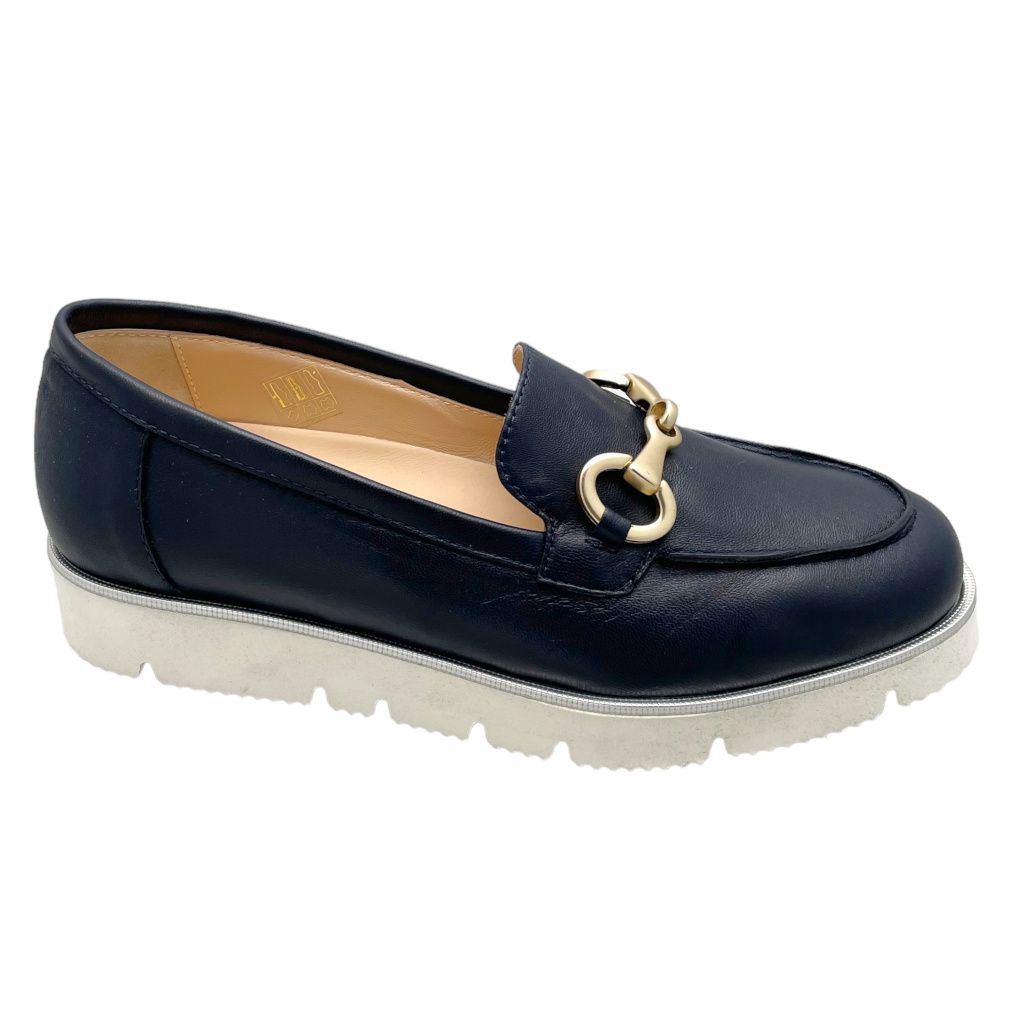 SHOES4ME mocassino scarpa donna con morsetto slip on soletta estraibile blu 32 33 34 41 42 43 44