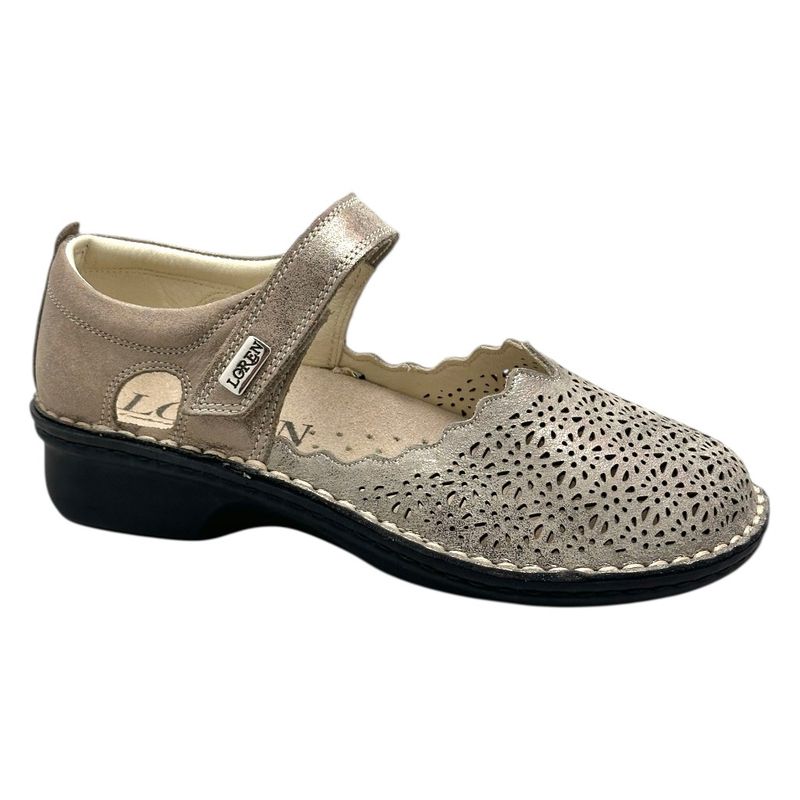 CALZATURIFICIO LOREN M2914  ballerina mary jane scarpa donna con laccetto tortora soletta estraibile 42