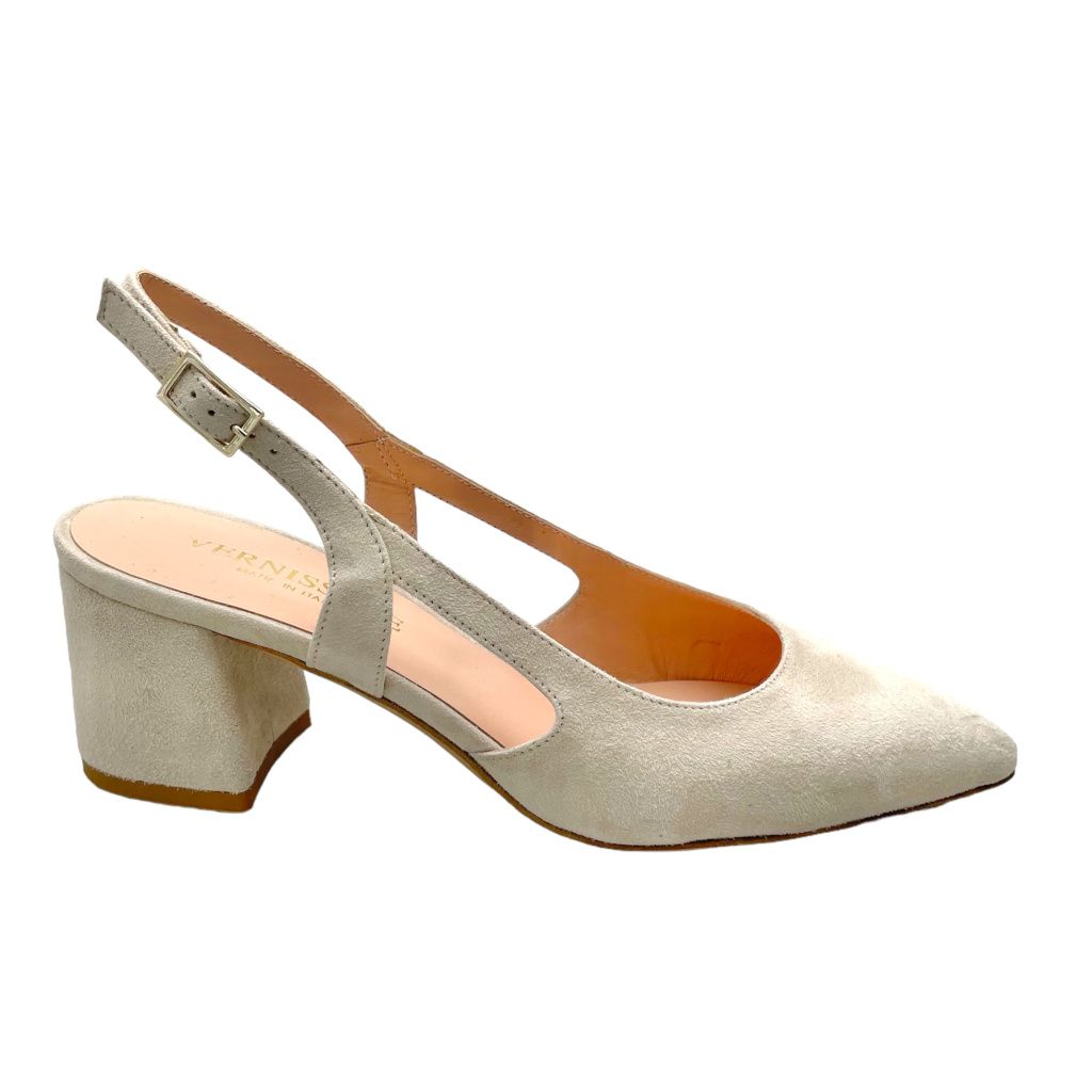 VERNISSAGE 23812 sling back sandalo decoltè scamosciata beige tacco blocchetto