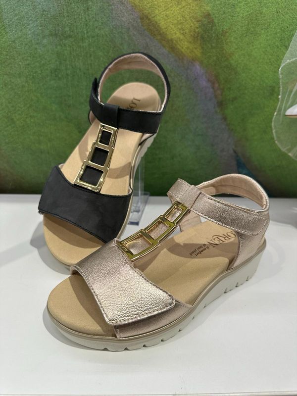 LOREN sandalo per donna aperto oro regolabile a strappo plantare estraibile