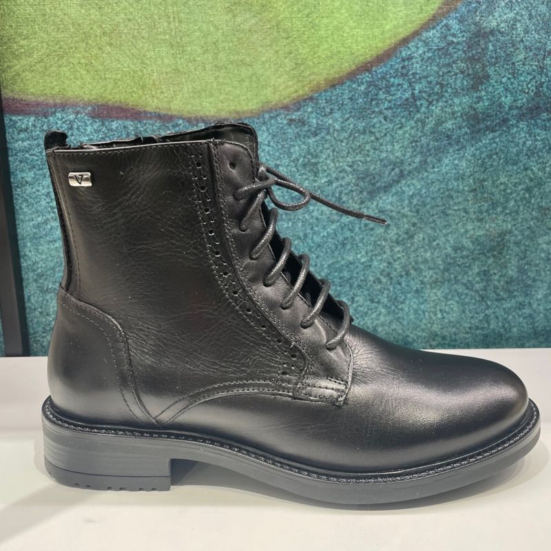 VALLEVERDE 49136 ancke boot polacchino  elegante nero per donna doppia chiusura lacci e cerniera