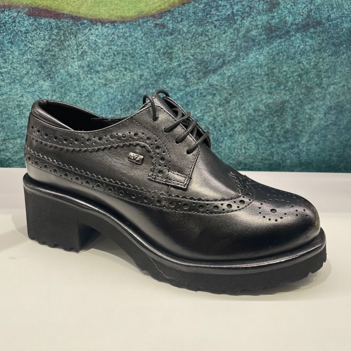 VALLEVERDE 42506 allacciato derby francesina per donna  in pelle nera