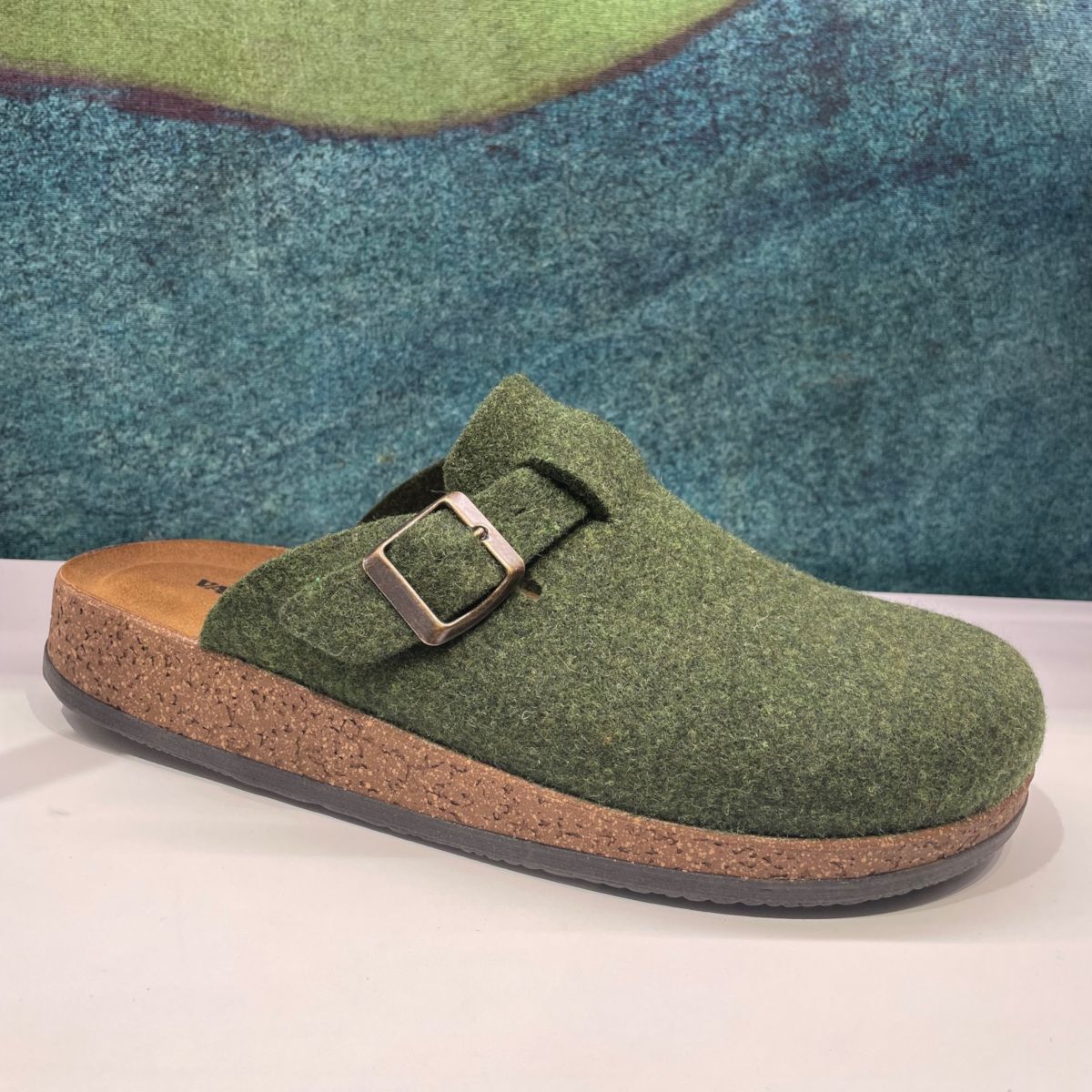 VALLEVERDE sabot stile Birk 55830  ciabatta pantofola verde   con fibbia