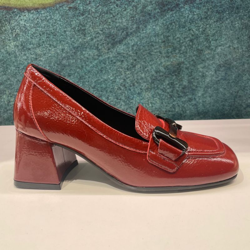 MELLUSO V5727  MOCASSINO accollato per donna  in vernice mattone con tacco blocchetto 33 34 42