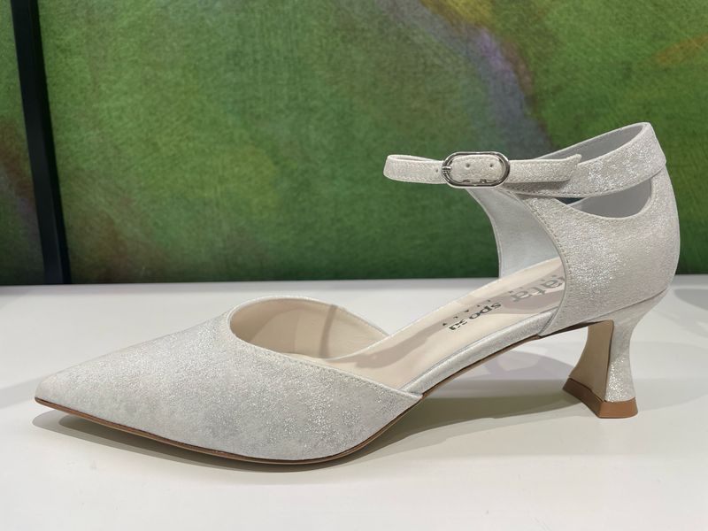 Elata s2310 scarpa da sposa e cerimonia in tessuto vapor argento