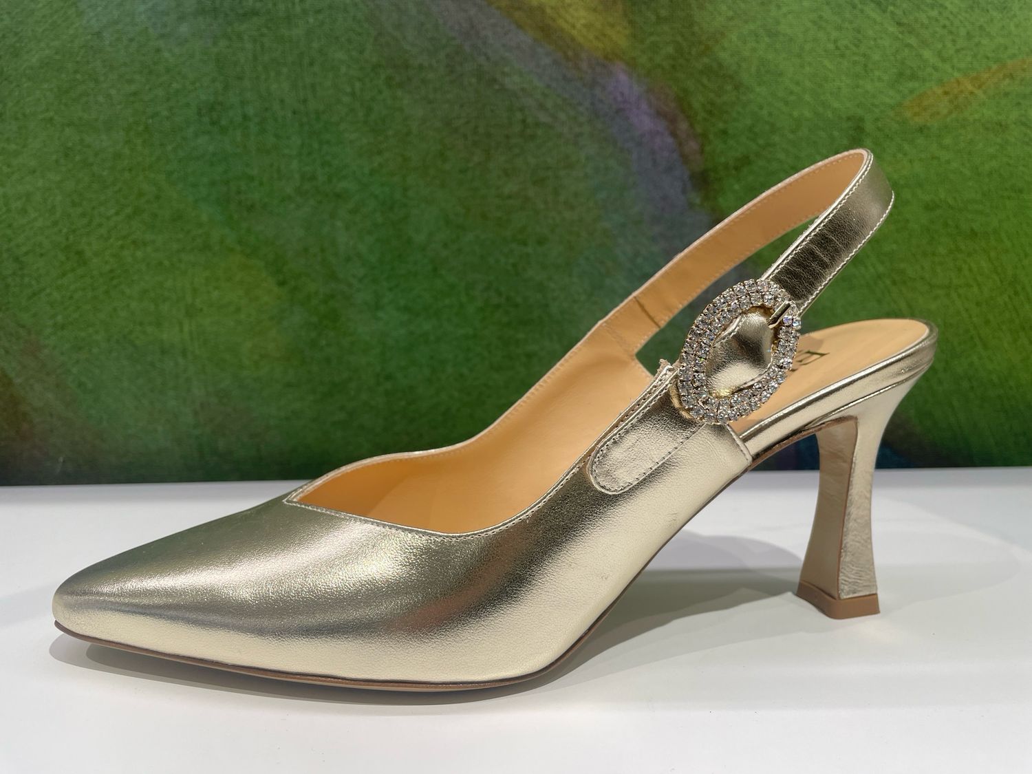 Elata 14156 sling back platino con fibbia gioiello