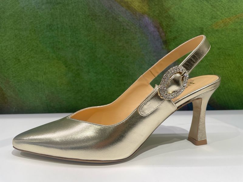 Elata 14156 sling back platino con fibbia gioiello