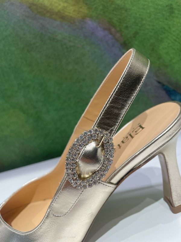 Elata 14156 sling back platino con fibbia gioiello