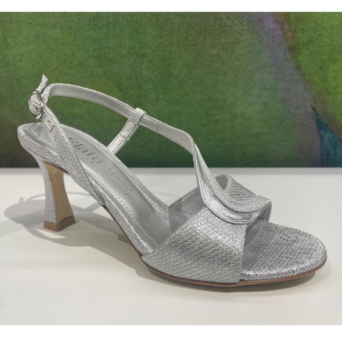 ELATA SPOSA16123  sandalo per donna da sposa, cerimonia ballo  tacco clessidra laccetto assimetrico sul collo del piede