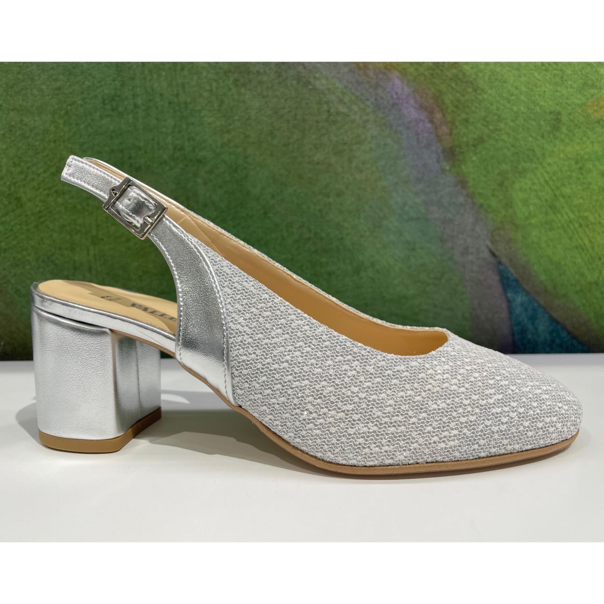 VALLEVERDE 28000 sandalo per donna decoltè sling back da cerimonia argento