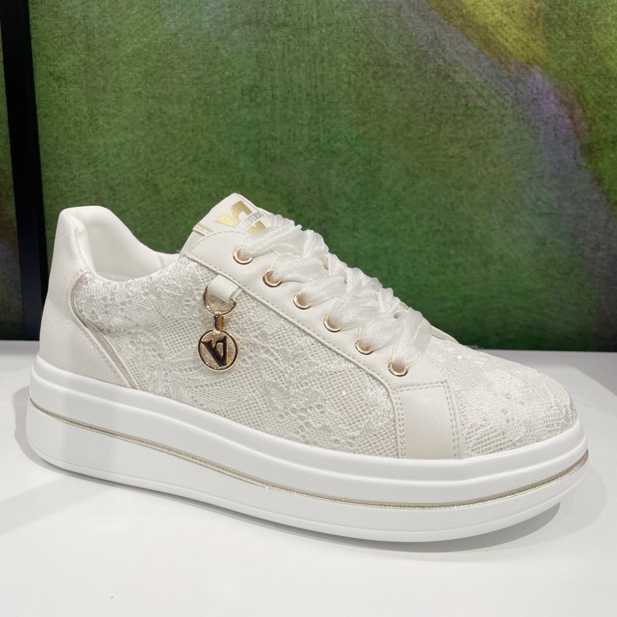 VALLEVERDE 35496  sneaker in pizzo   con platform in tulle sposa cerimonia