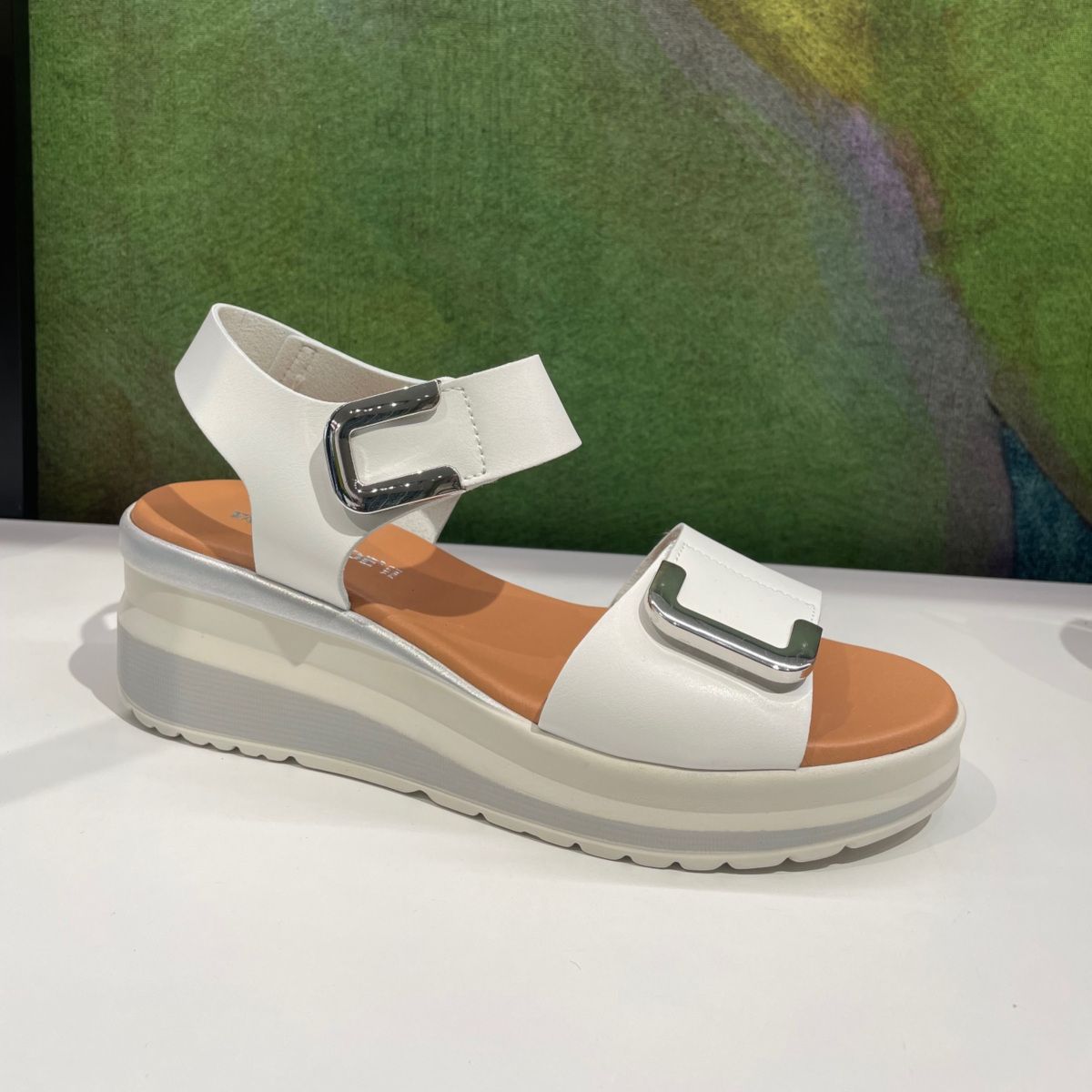 Valleverde VGI350AF sandalo con zeppa bianco doppia regolazione