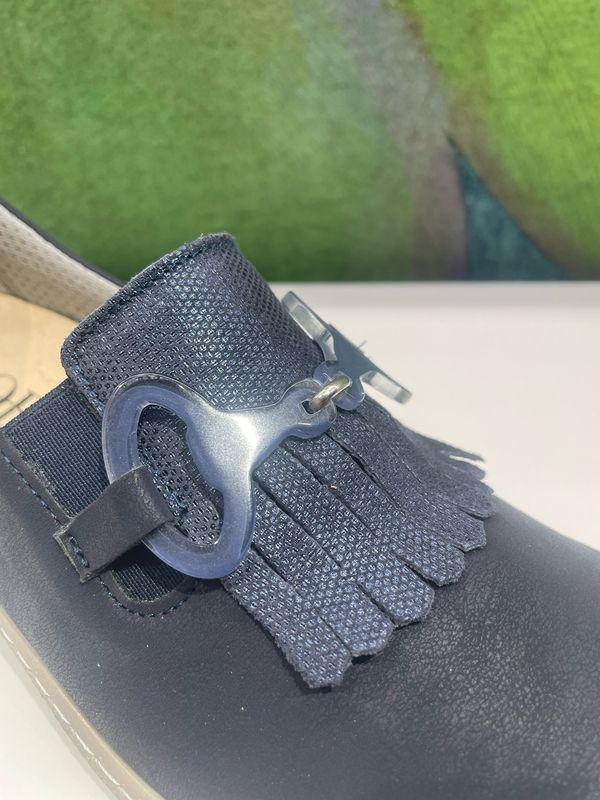 CALZATURIFICIO LOREN K4023 mocassino nero zeppa stampato con catena soletta estraibile