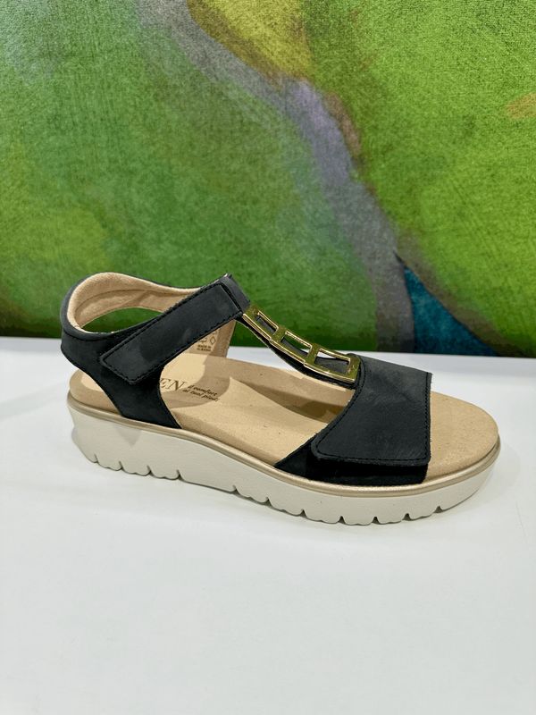 LOREN Q7041 sandalo per donna aperto nero regolabile a strappo plantare estraibile