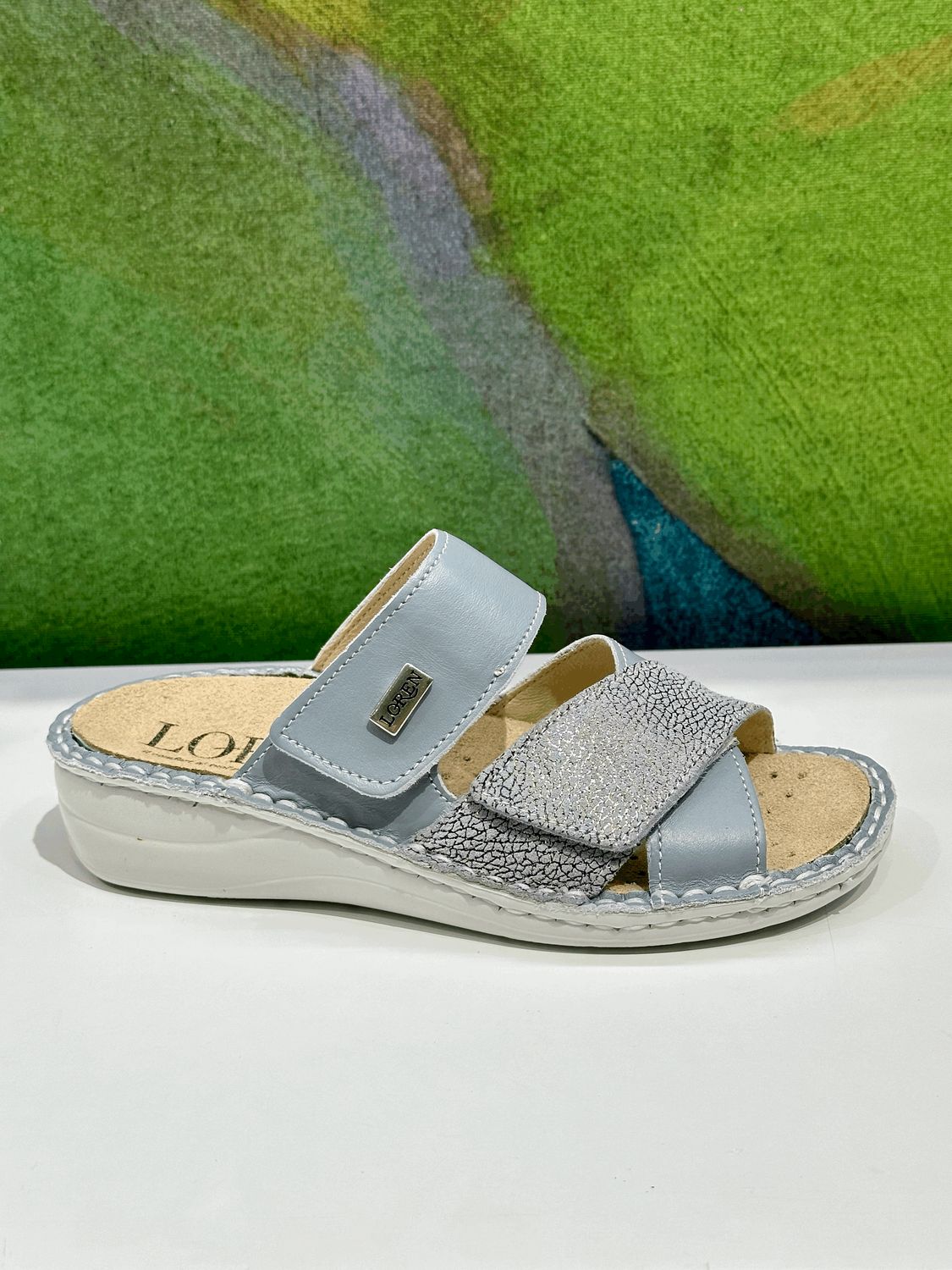 LOREN M3220 ciabatta pantofola aperta regolabile con soletta estraibile azzurro dal 34 al 42