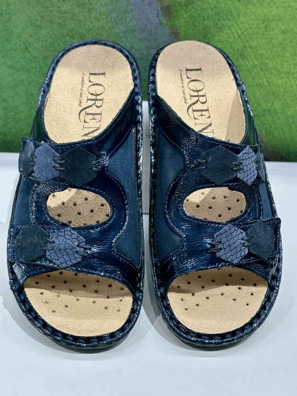 LOREN M3218  ciabatta per donna aperta blu elisticizzata soletta estraibile regolabile scalzato