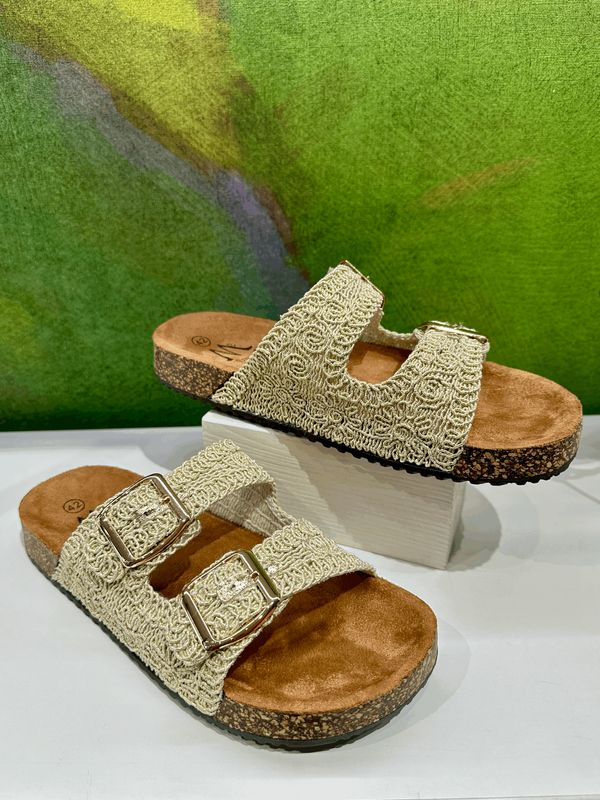 sabot ciabatta scalzato oro  con soletta anatomica  tomaia knit special numeri grandi dal 41 al 44