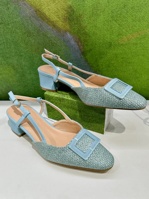 Sling back  in rafia jeans azzurro con fibbia special numeri grandi dal 41 al 44