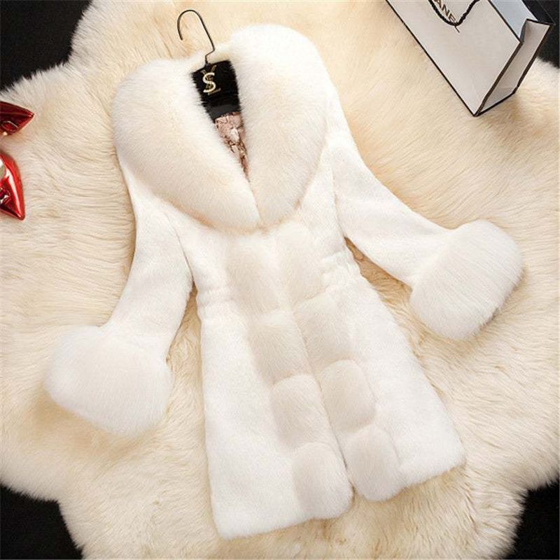 &quot;Animal Collection&quot; Women&#39;s Rabbit Fur Coat, Size: 6XL, Color: White