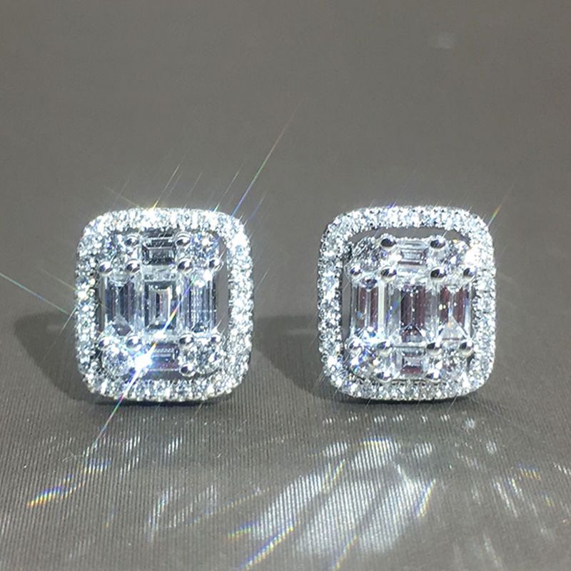 Zirconia Platinum Diamond Earrings, Color: E1304 white gold