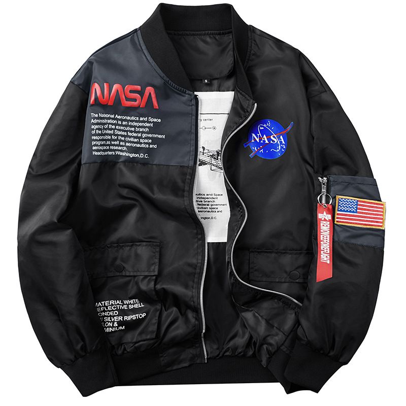 &quot;N.A.S.A Collection&quot; Men&#39;s Bomber Jacket, Size: S, Color: Black