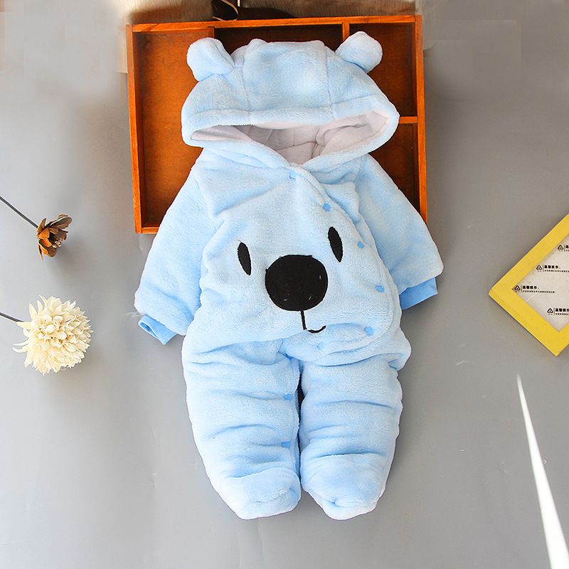 Baby Fleece Jumpsuit Coat, Color: Light blue, Suitable for height: 59cm