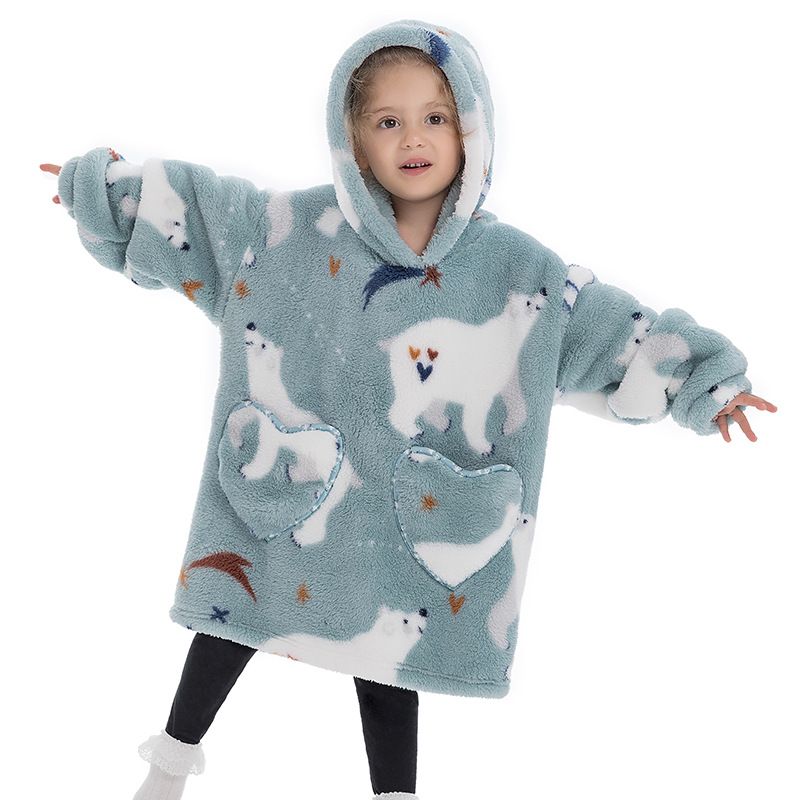 Blanket Hoodie  Kids, Color: Polar bear warm clothes-kids, Size: One size fits all length 60cm