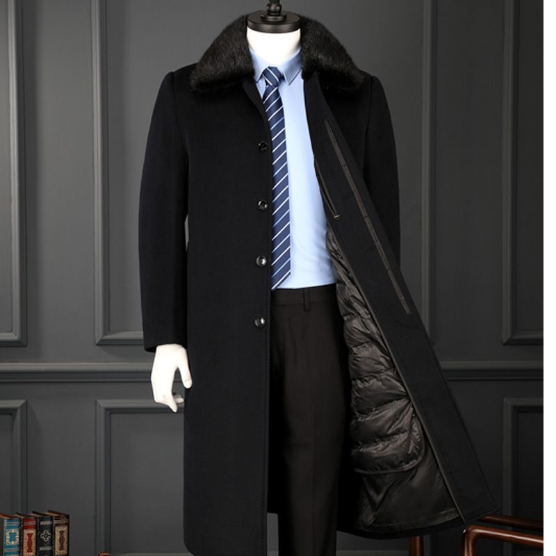 &quot;Animal Collection&quot; Men&#39;s Cashmere Wool Coat, Size: M/170 size, Color: Black