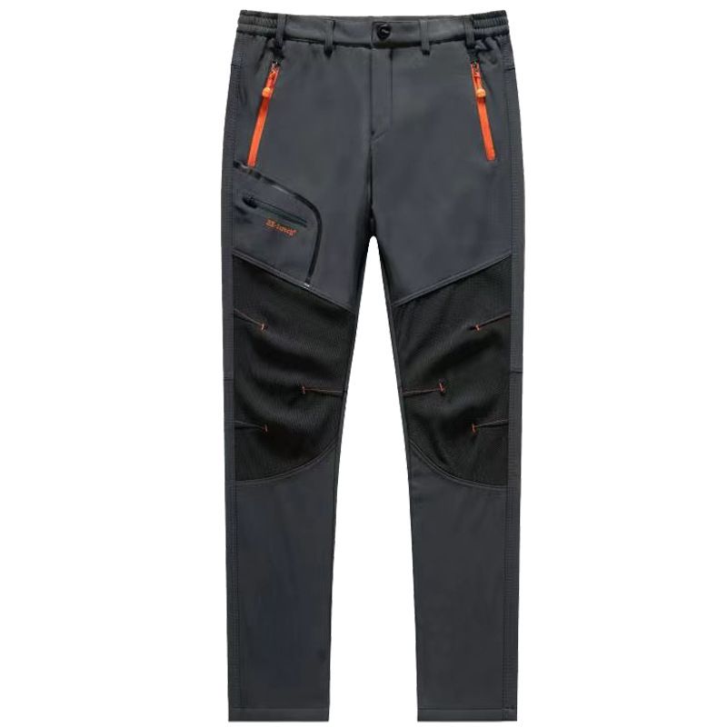 Men&#39;s Windproof And Scratch-resistant Winter Fleece  Stretch Pants, Color: Gray, Size: S