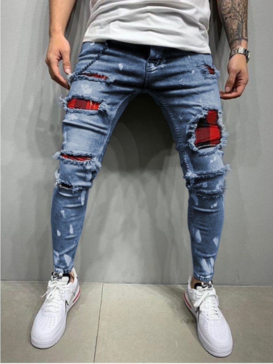 &quot;Crazy Jeans Collection&quot; Men&#39;s Plaid jeans, Size: S, Color: Dark blue