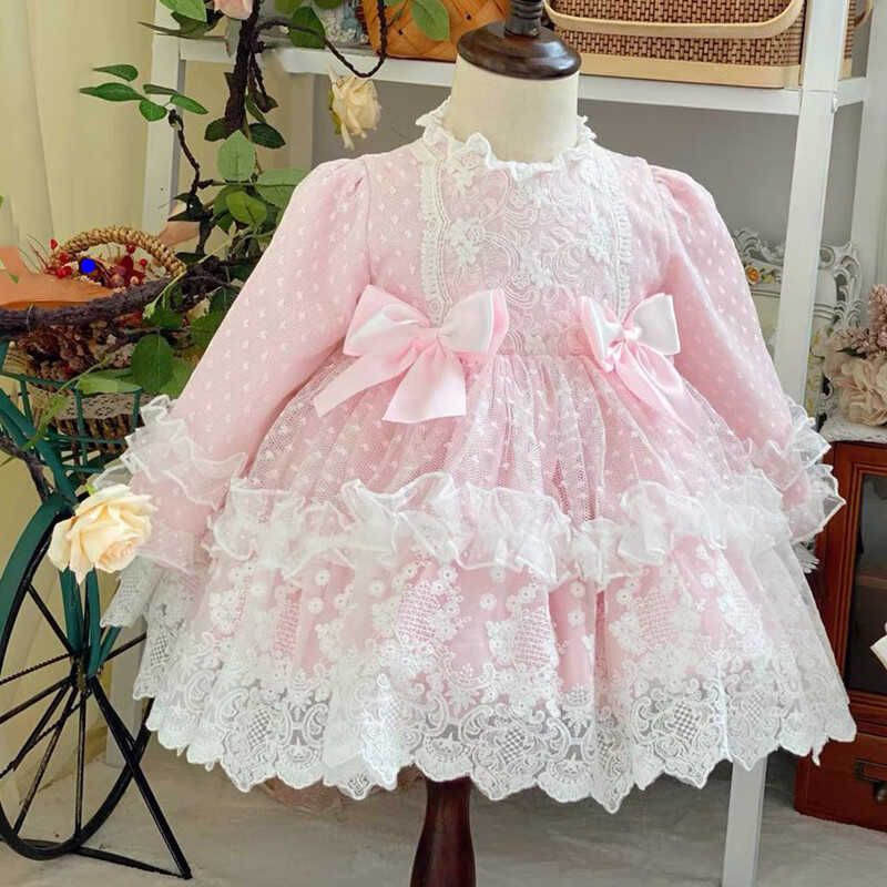 Thick Winter Lace Lolita Long-sleeved Fashionable Dress, Reference height: 80cm, Color Classification: 2102 model without velvet