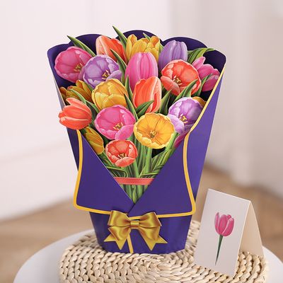 Pop Up Flower Bouquet Greeting Card Three-dimensional Greeting Card, Size: Tulip