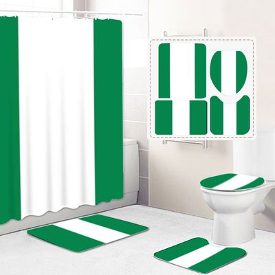 Four-piece Shower Curtain Set, Specification: Shower curtain 180*180cm+three-piece set 45*75cm