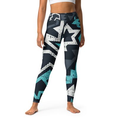 Geometric Blue Yoga Leggings