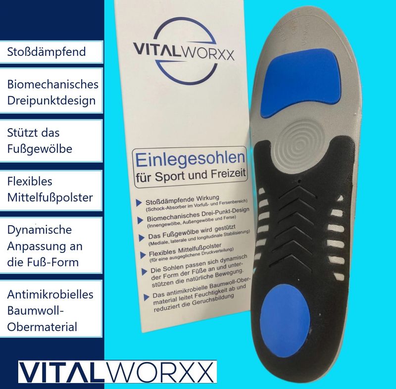 Größe 35 - 36    Vitalisierende Einlegesohlen (1 Paar) für Sport und Freizeit