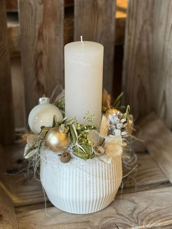 Adventsgesteck "Creme-Gold"