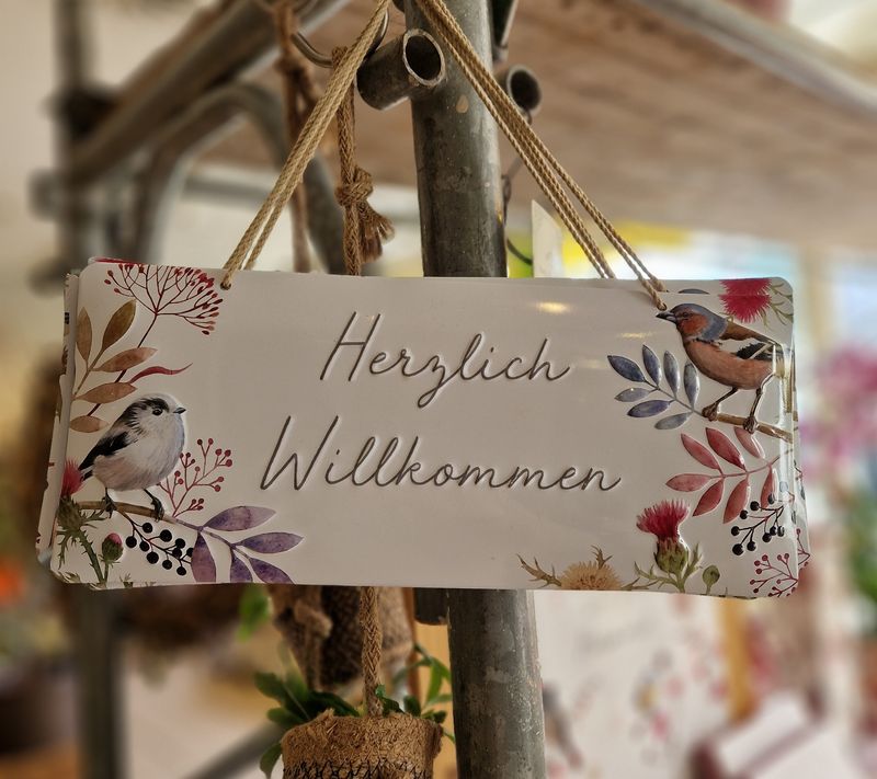 Blechschild "Herzlich Willkommen"