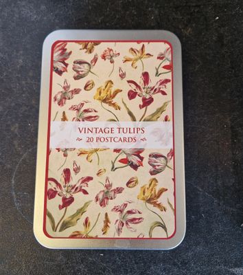 Postcard-Set in Blechdose "Vintage Tulips"
