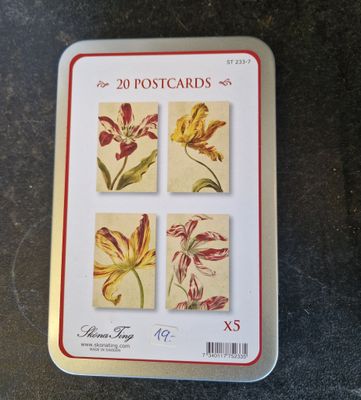 Postcard-Set in Blechdose "Vintage Tulips"