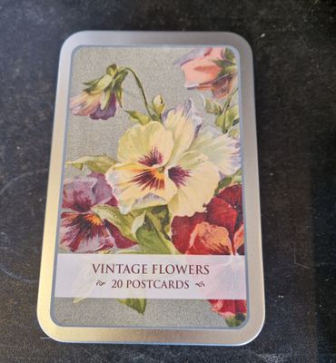 Postcard-Set in Blechdose "Vintage Flowers"